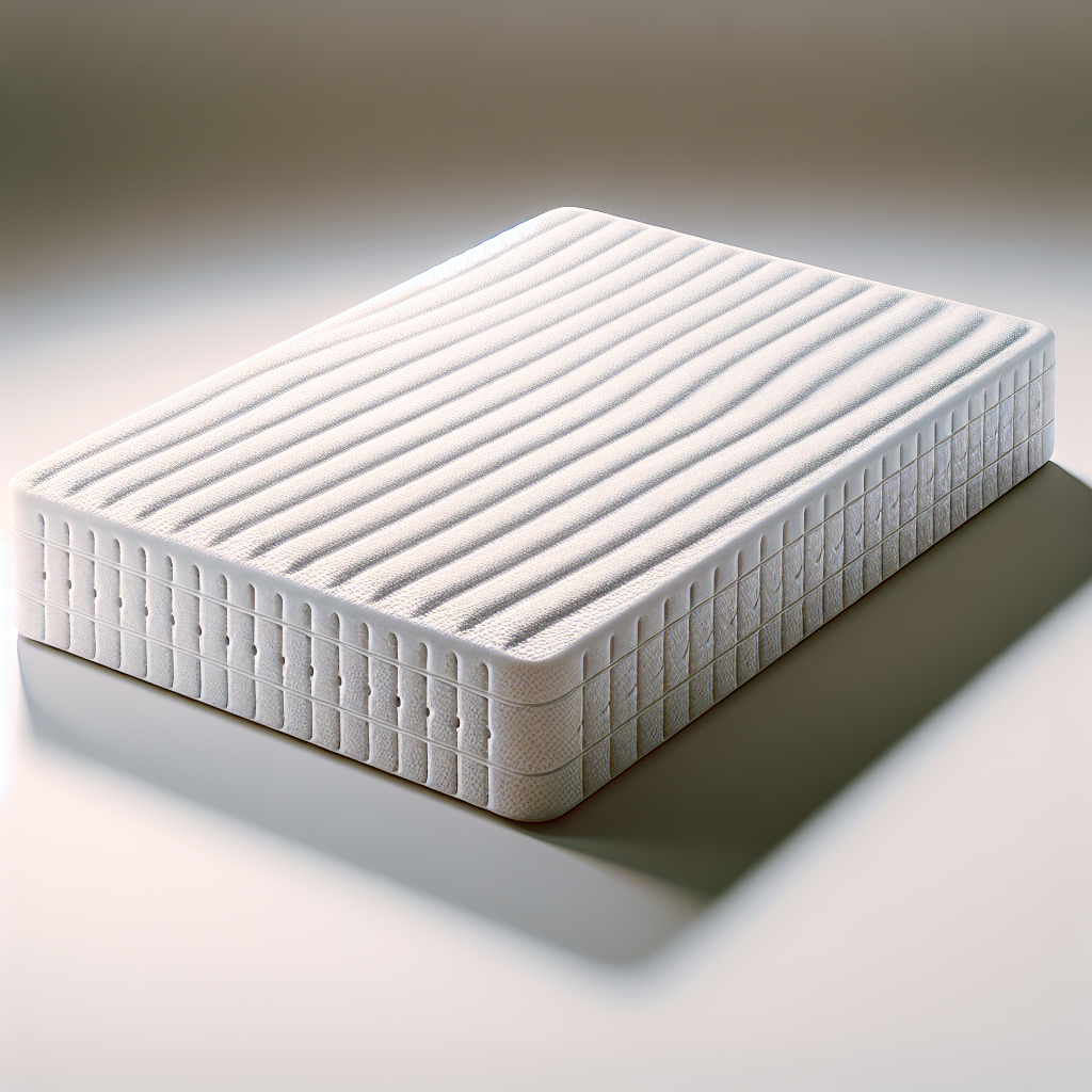 An image of a memory foam mattress, also known as 'zero bullet memory foam mattress' in certain regions. The mattress is new, laid horizontally with its plush, soft surface invitingly visible. Ideally, it has a sleek profile and a neutral color, either white or light gray. It's textured with quaint patterns for aesthetics while the memory foam material promises a comfortable sleep. Cushioned and resilient, it has that unique characteristic of slow rebound when pressure is applied and released