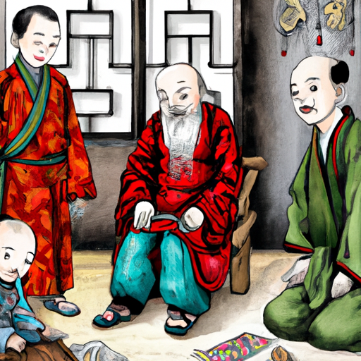 A Chinese old man with white beard sitting surround with 人工起名 宝宝起名 诗经起名 character.