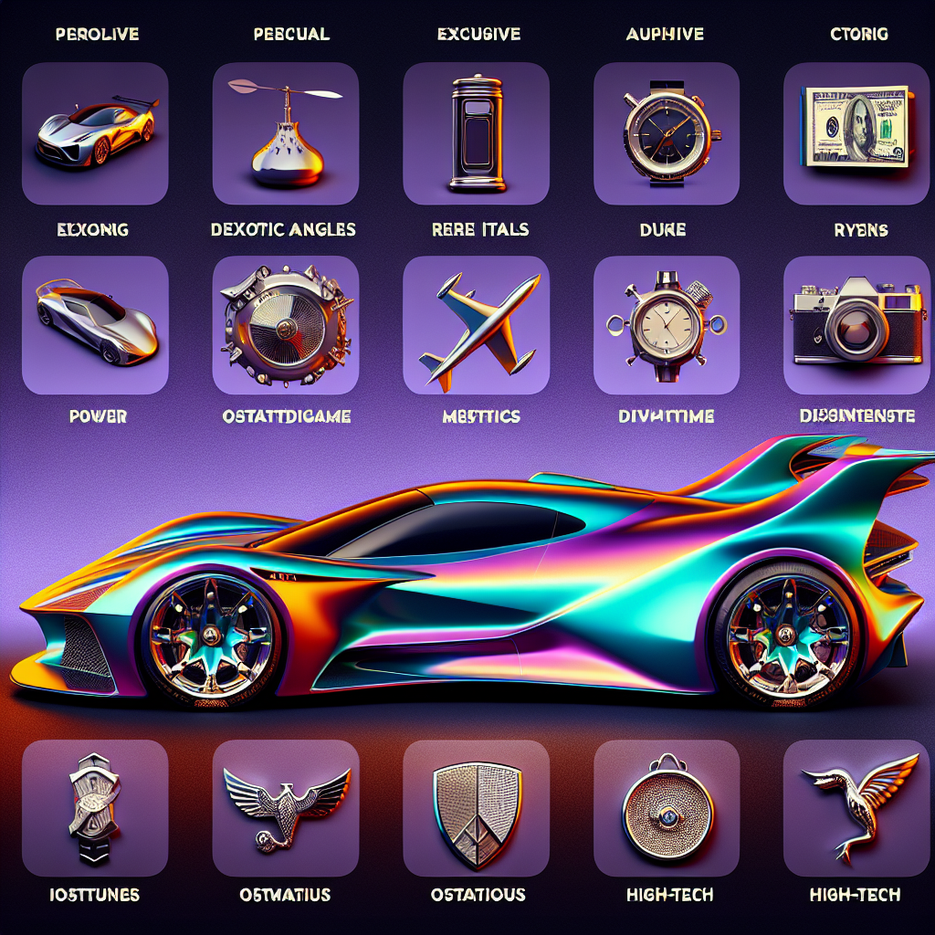 Design a unique and novel sports car, without reference to any existing images. The car should look peculiar and conveys an expensive vibe. It should feature exotic angles and curves, suggesting a distinct aerodynamic design. Elements of luxury like rare metals, ostentatious aesthetics, and high-tech details are also part of the design. The vibrant color is indicative of its high-end status and underscores its distinctiveness. Though strange-looking, its appearance still communicates power, speed, and luxury common to high-end sports cars.