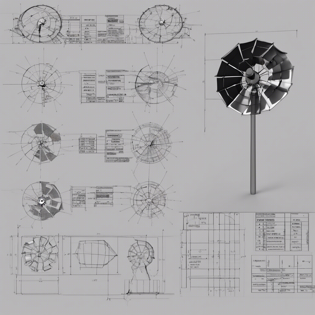 Help me to generate a CAD product structure drawing, the specific structure is described as follows：
The overall structure of the new household wind and solar complementary generator is a combination of the traditional household wind generator and umbrella structure, which is divided into double impeller, nacelle, yaw structure, flexible solar power generation panel, umbrella bone structure, telescopic column and internal control system.
The overall structure of the generator can be divided into upper and lower parts, the upper part is based on the traditional wind turbine generator mechanism to add a set of impellers to form a double impeller structure, the double impellers will be connected through the shaft. The lower part is designed as an umbrella structure with a telescopic support column, which can make the top nacelle lift automatically. The umbrella bone structure is added to the middle and upper part of the telescopic column, and the flexible solar panel is added to the umbrella surface part.