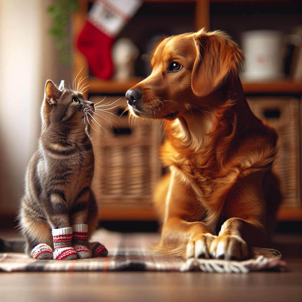 A cat and a dog engaged in a conversation