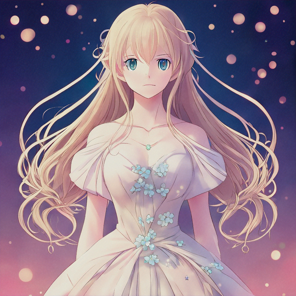 an anime style girl with a beautiful dress