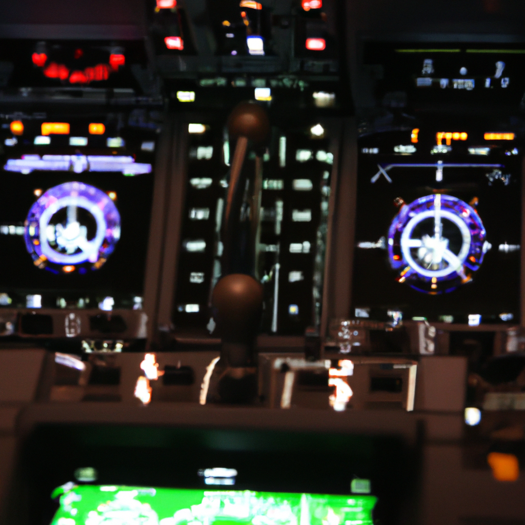 请画一幅在B737飞机驾驶舱内，副驾驶位看向机长驾驶位视角的图片，没有飞行员