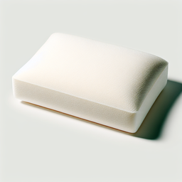An image of a memory foam pillow. The pillow should have a rectangular shape and seems very soft and smooth, indicating it is made from high-quality memory foam known for its comfort and support. It should be in light shade possibly off-white or beige color. The pillow cover has a tender grainy texture and the corners are well stuffed and perfectly rounded. There are slight imprints on the pillow depicting that it has been recently used.